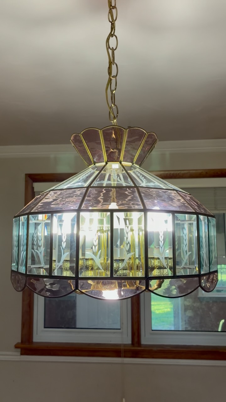 A lamp shade cleaned up before a house sale